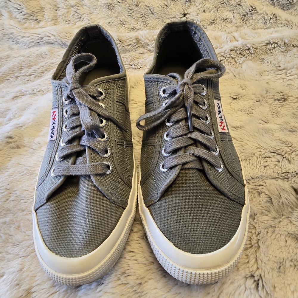 Superga 2750 Women's Gray‎ Canvas Comfort Sneakers US 8.5 EU 39.5 Lace Up